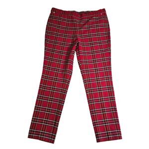 Ann Klein Tartan Plaid Pull On Red White Black Pants Size XL